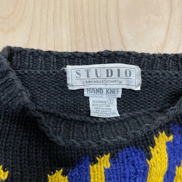 Vintage 90s Premium Hand Knitted Sweater by Studio Michelle Stuart -S - Picture 2 of 4